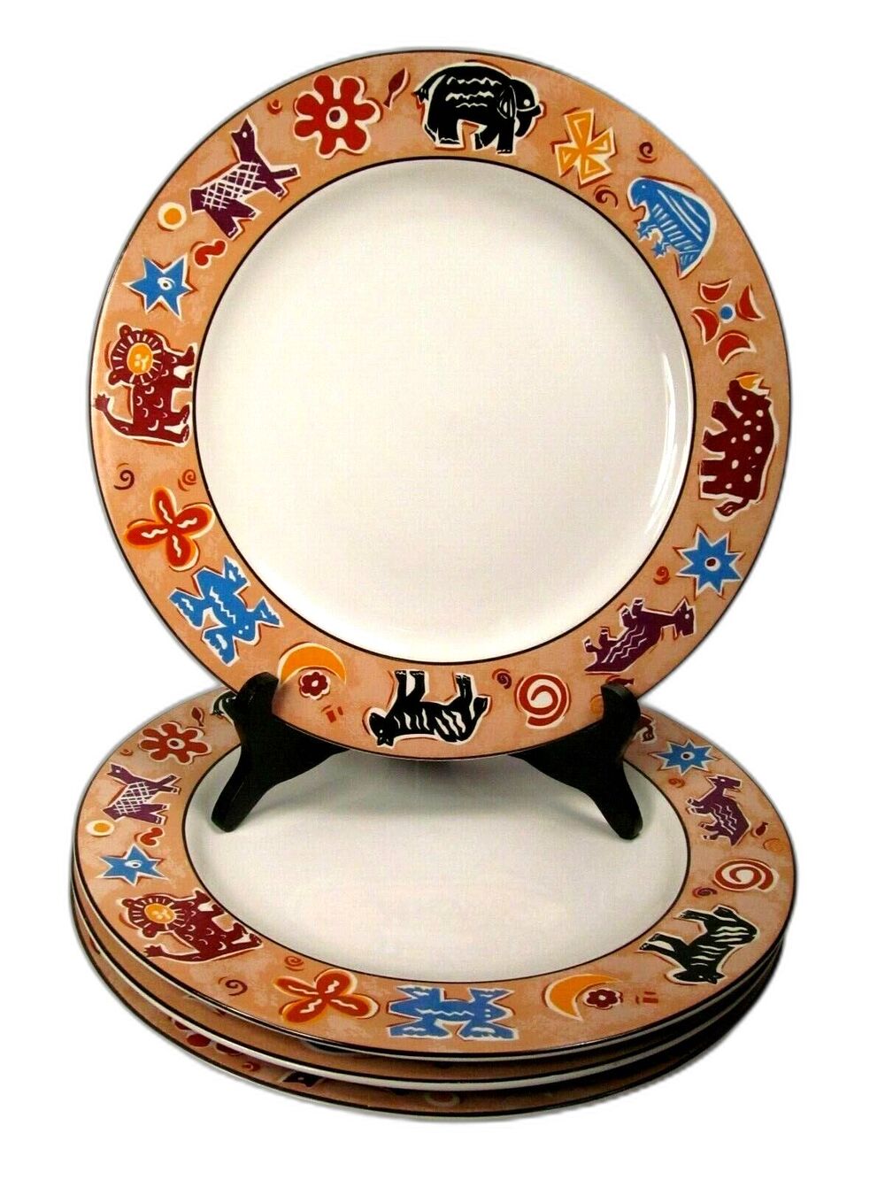 Furio Contemporary Casuals Zoo Animal Dinner Plates bundle of 4